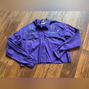 Purple Embroidered Women's Top